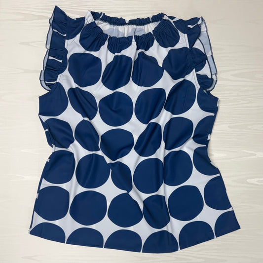 Polka Dot Navy Round Neck Tank Top - Aapparella