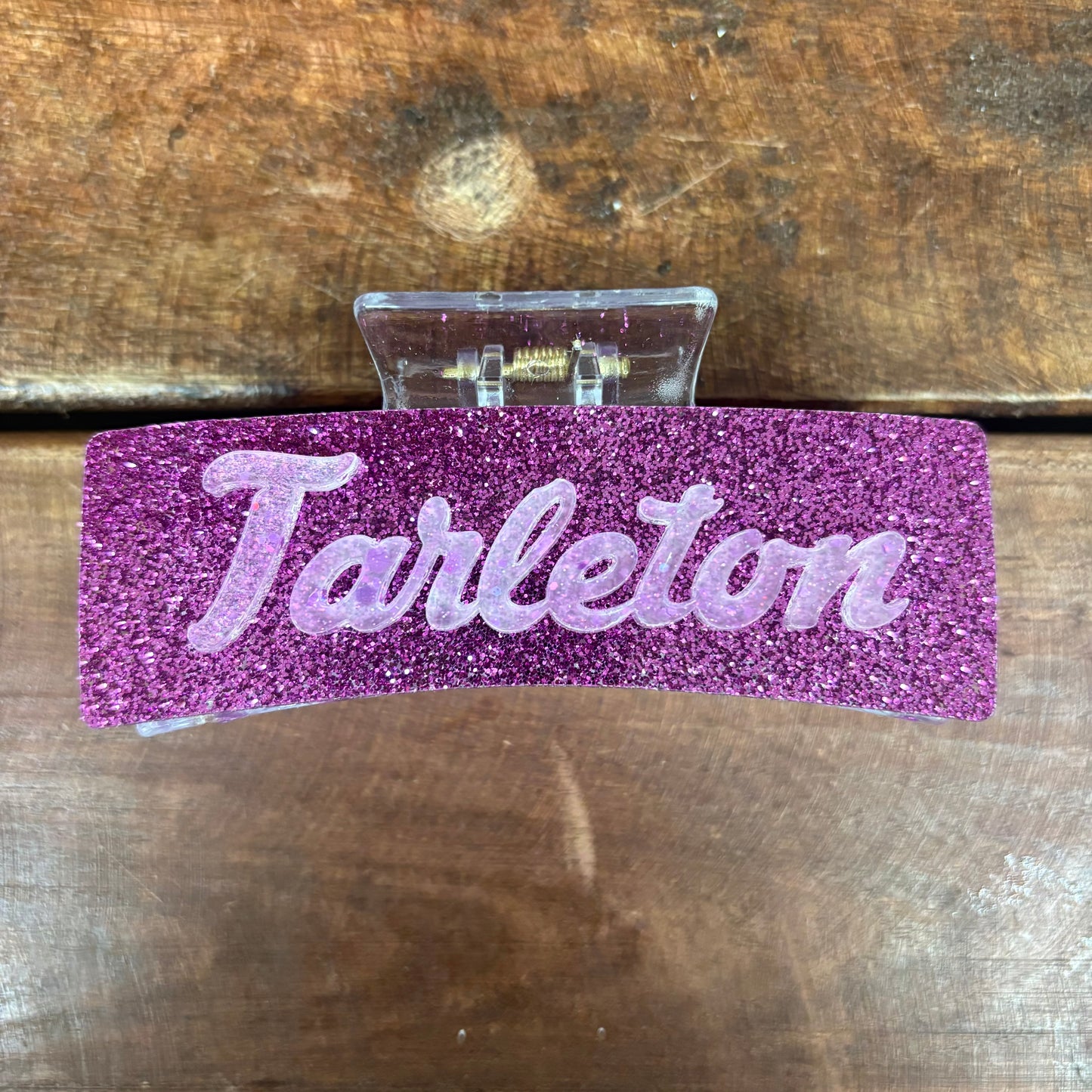Tarleton Purple Glitter w/ Clear Claw Clip - H&A Art