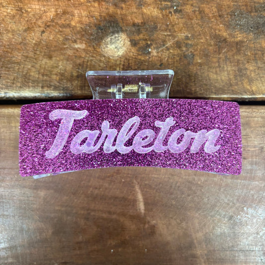 Tarleton Purple Glitter w/ Clear Claw Clip - H&A Art