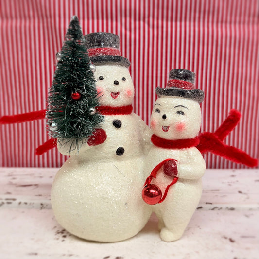 Snowman Pair Figurine - Primitives By Kathy