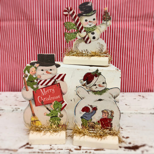 Retro Snowmen Stand-Ups - Primitives By Kathy