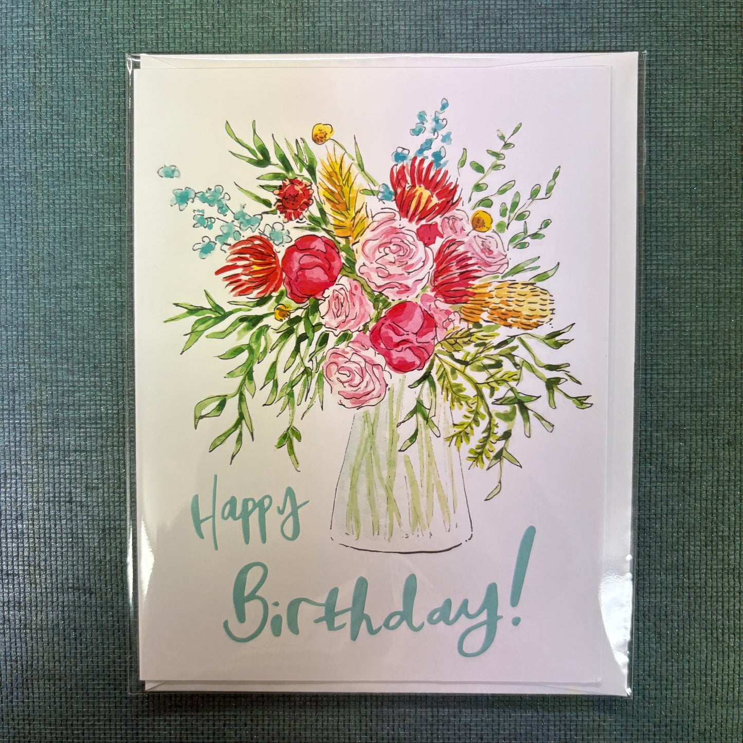 Happy Birthday Vase Greeting Card - Flower and Vine