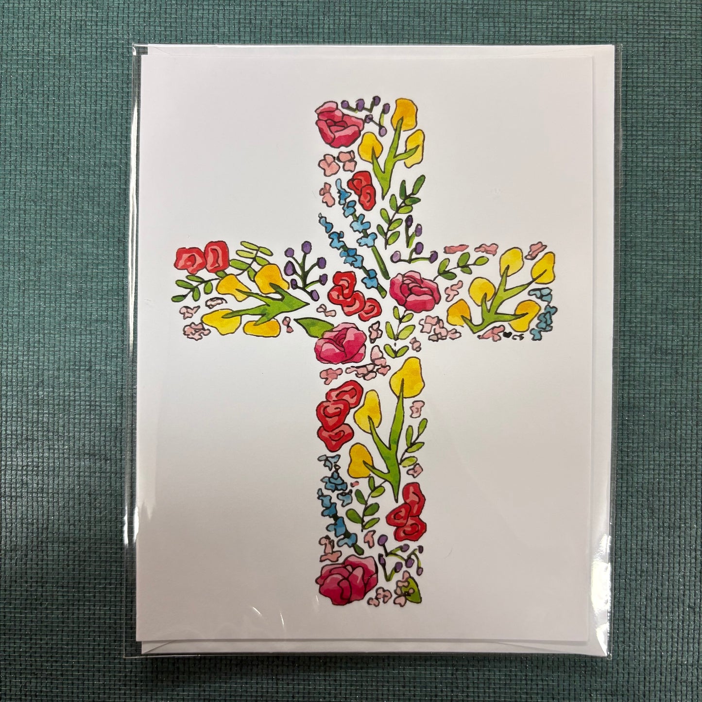 Floral Cross Greeting Card - Flower and Vine