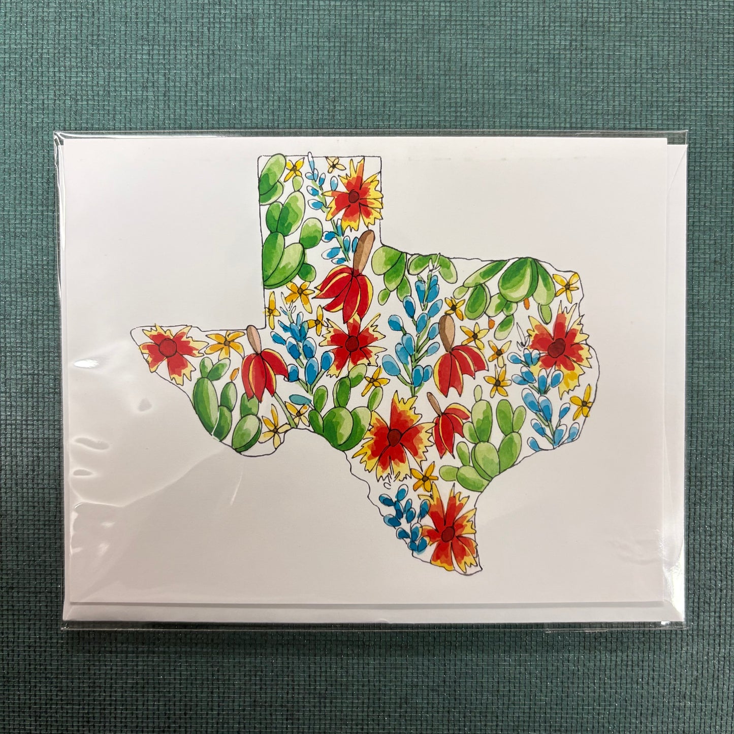 Texas Shape Wildflowers Greeting Card - Flower and Vine