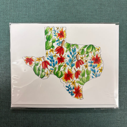 Texas Shape Wildflowers Greeting Card - Flower and Vine
