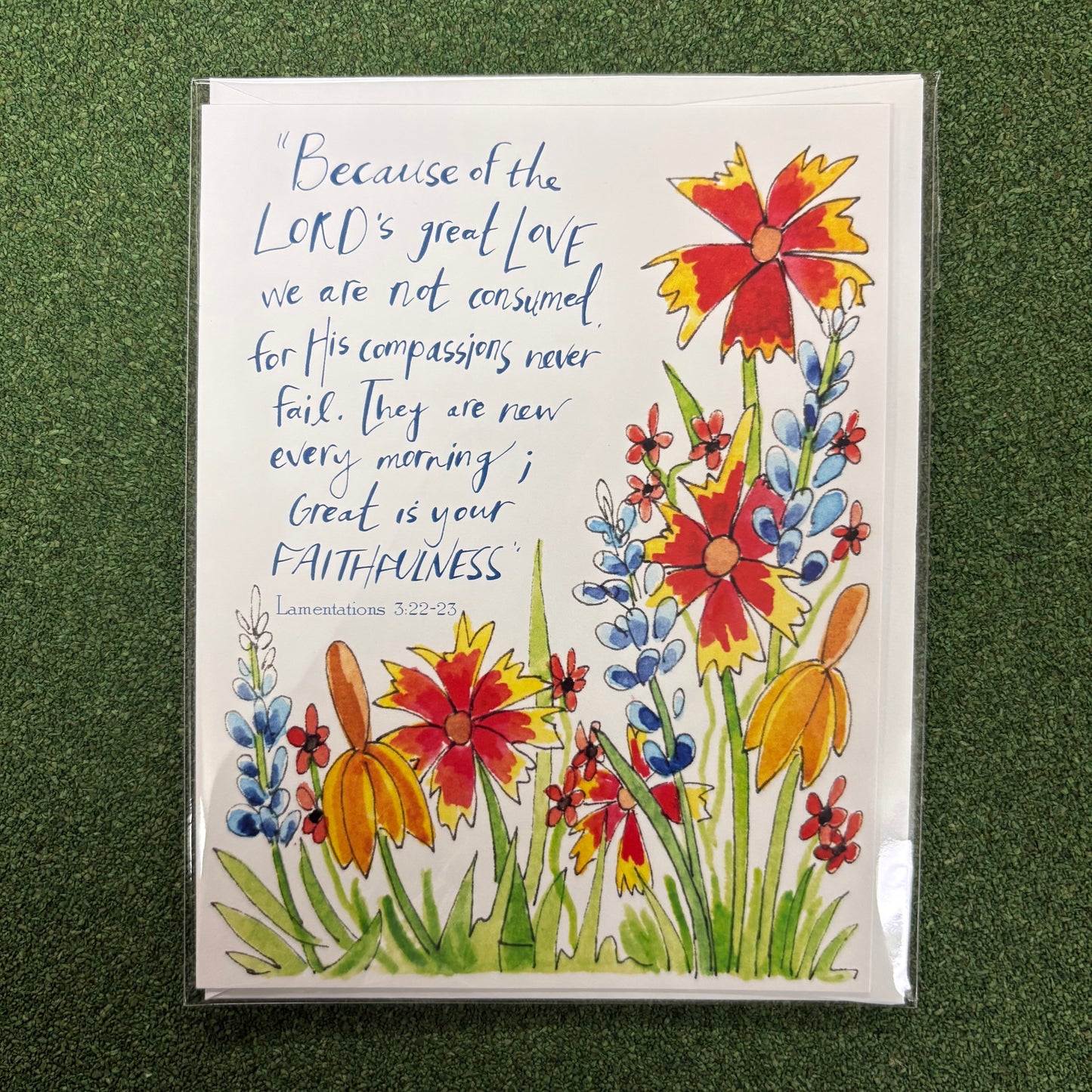 Lamentations 3:22-23 Floral Greeting Card - Flower and Vine