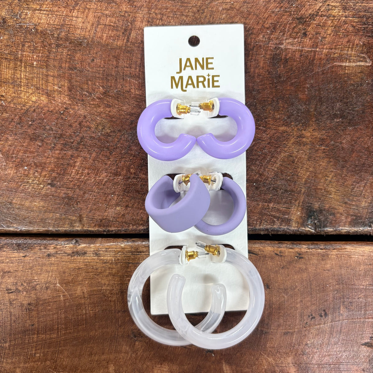 Set of 3 Purple Hoop Earrings - Jane Marie