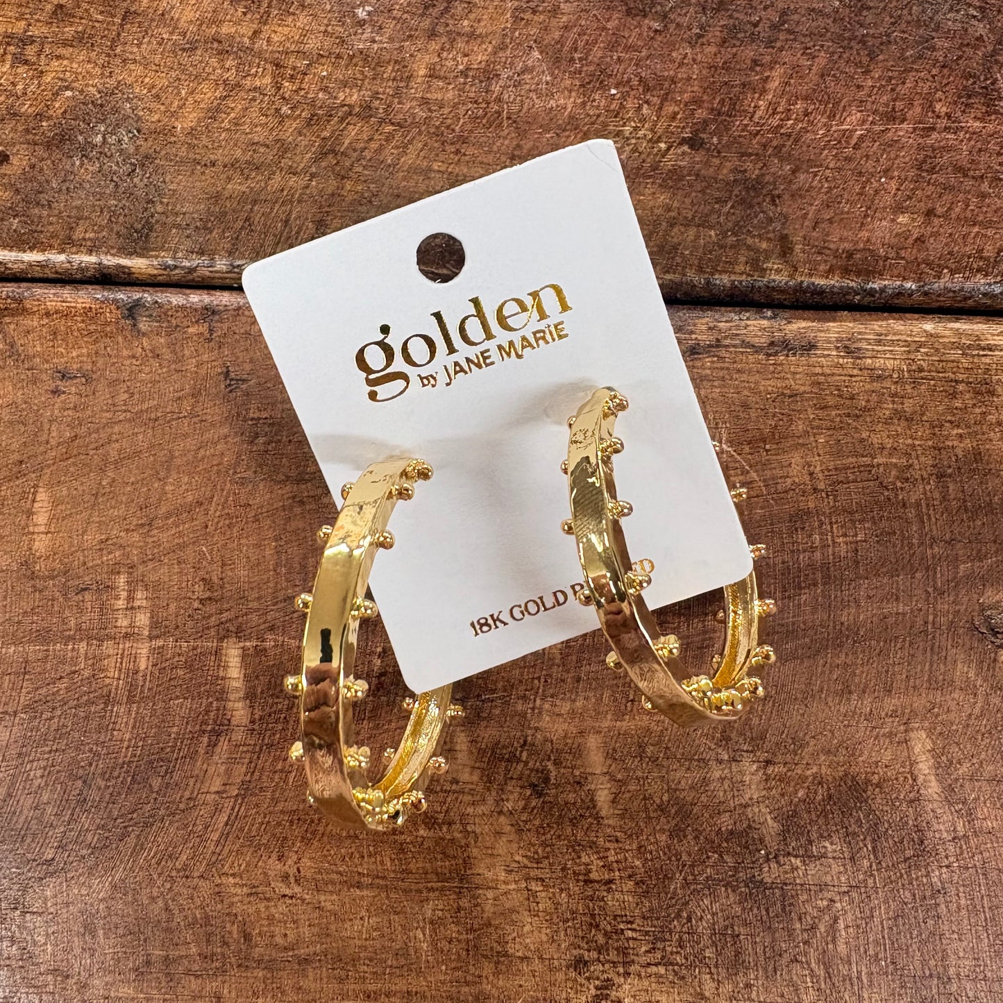 Studded Side Gold Hoop Earrings - Jane Marie