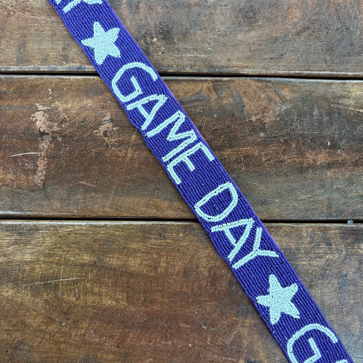 Purple Game Day Beaded Bag Strap - Jane Marie