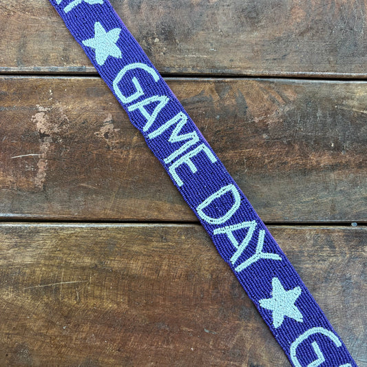 Purple Game Day Beaded Bag Strap - Jane Marie