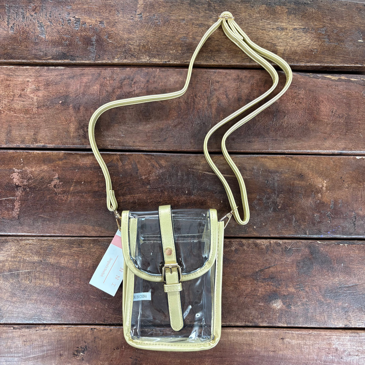 Gold Foldover Crossbody Clear Bag - Hana