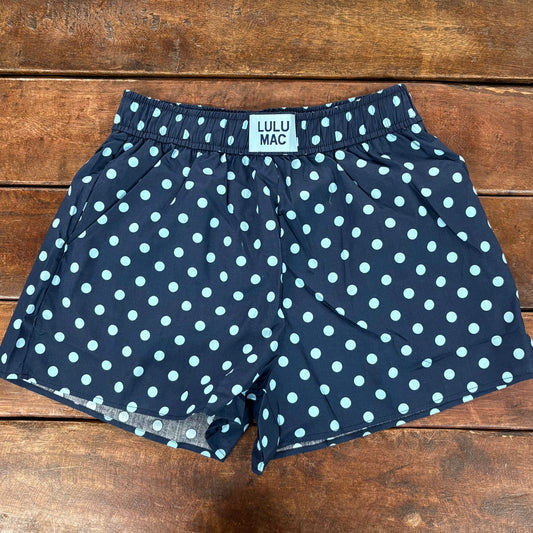 Two Tone Blue Polka Dot Shorts - Lulu Mac - Girlie Girl Originals