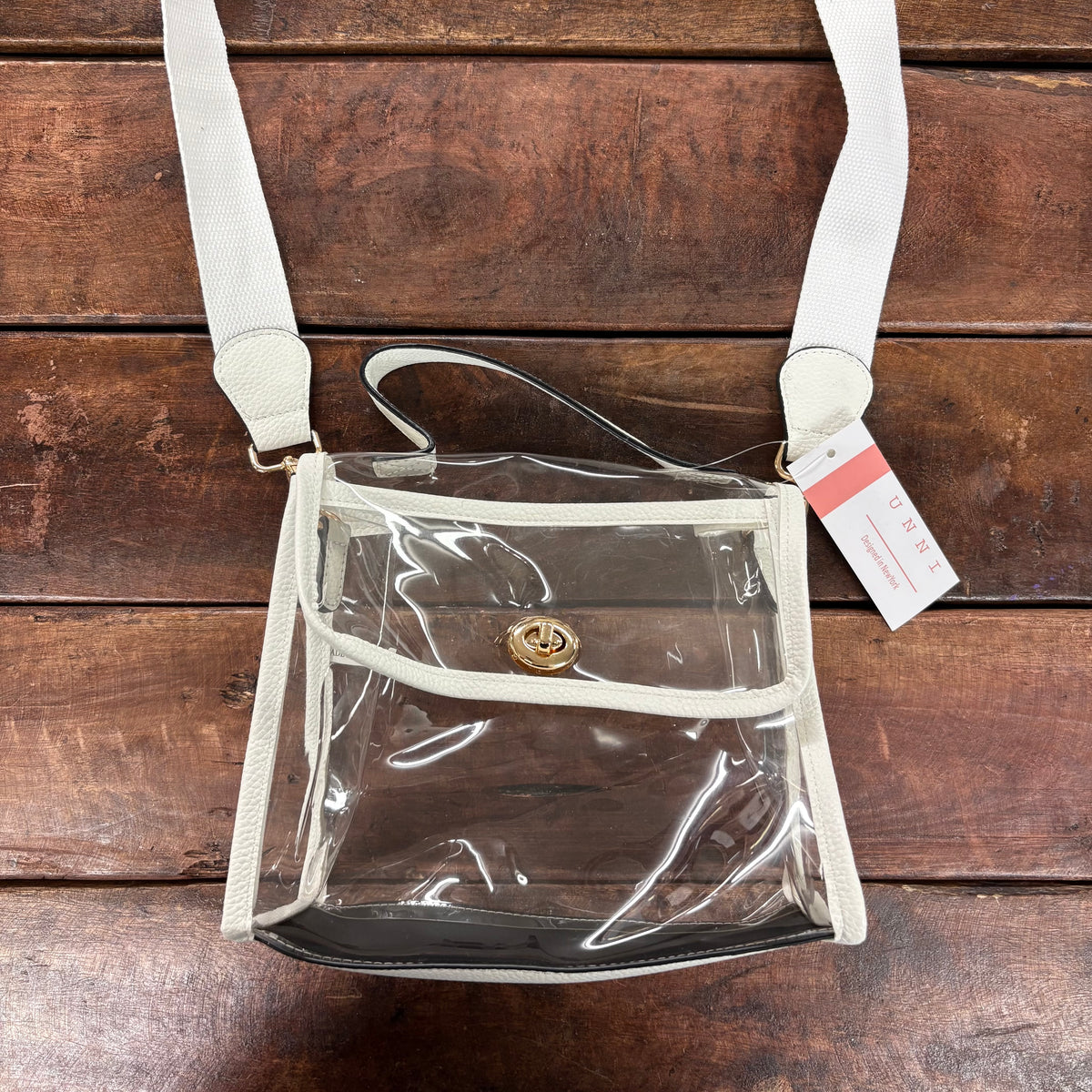 Clear White Purse with Gold Clasp - Hana