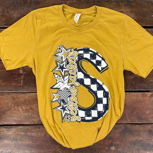 Mustard Checkered S Tee - STAT
