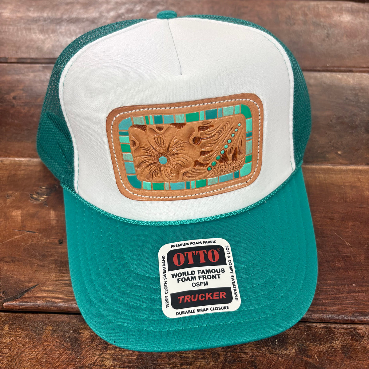 Turquoise Chunk Patch Trucker Cap - McIntire Saddlery