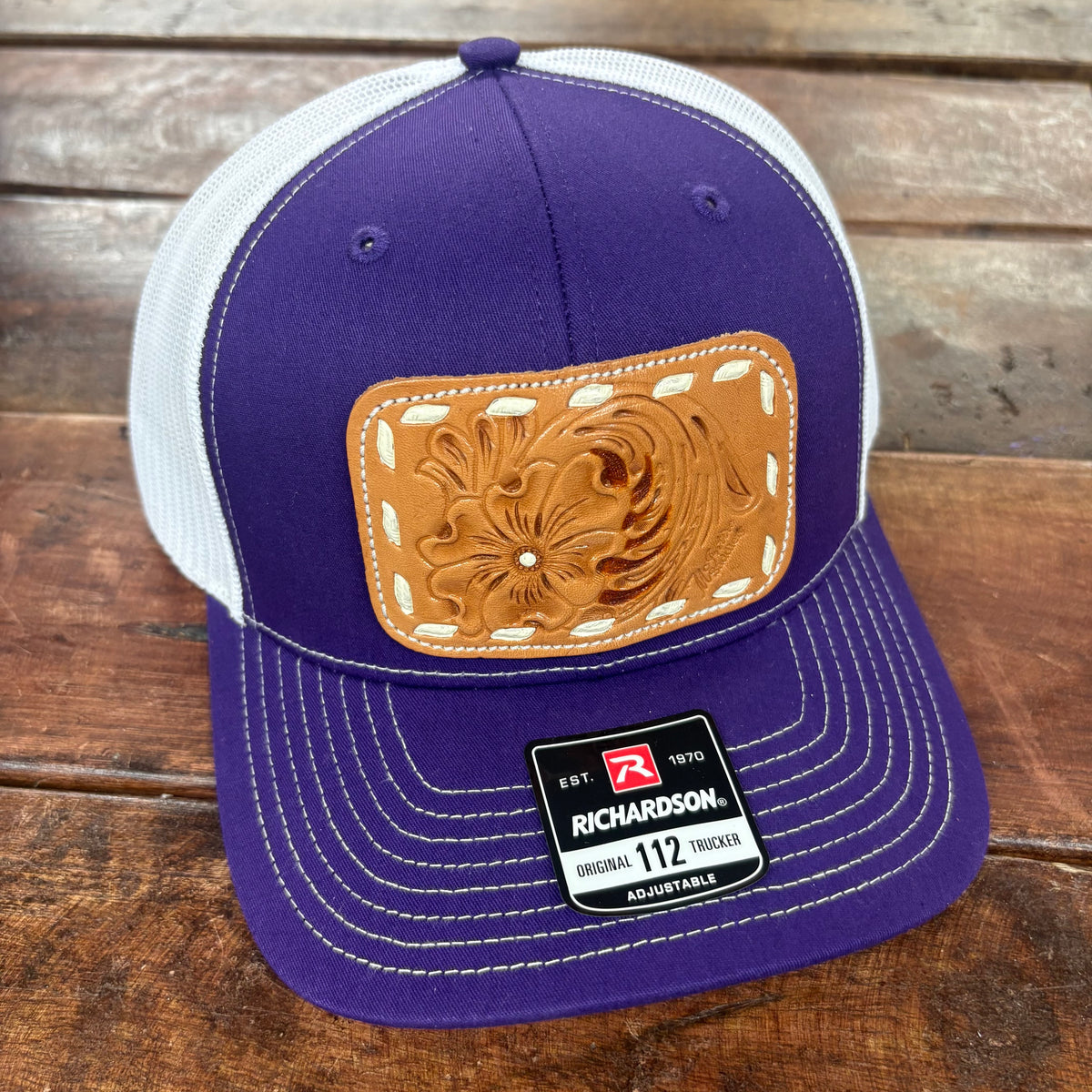 White Buckstitch Purple Cap - McIntire Saddlery