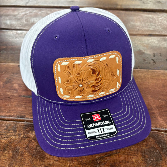 White Buckstitch Purple Cap - McIntire Saddlery
