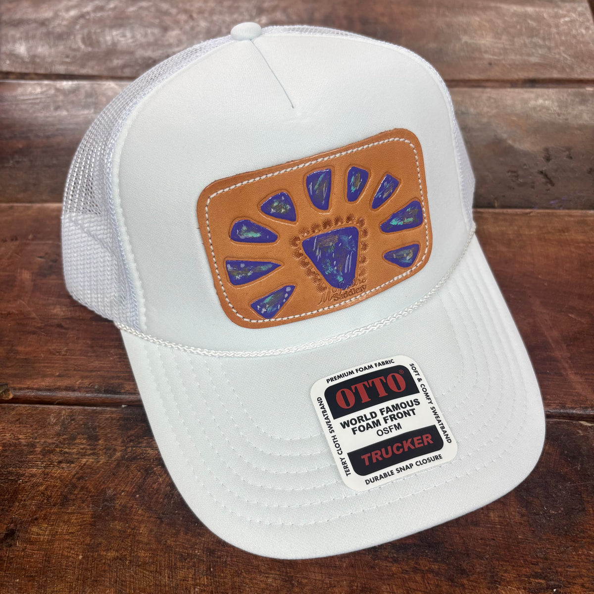 Purple Squash Blossom On White Cap - McIntire Saddlery