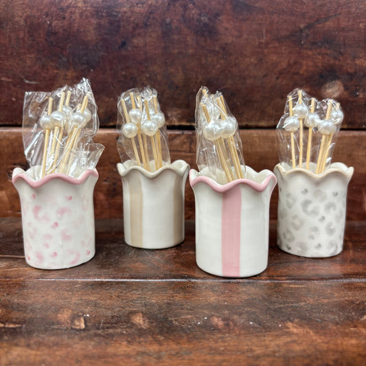 Leopard and Stripe Toothpick Holders - Mud Pie