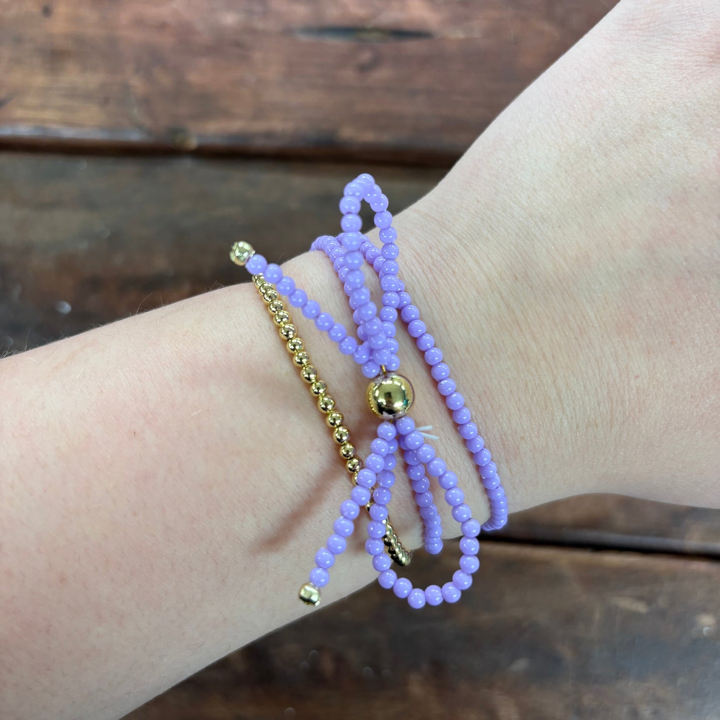 Lavender Beaded Bow Bracelet Set - Girlie Girl Originals
