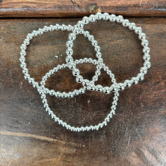 Set Of 3 Silver Bead Bracelets - Girlie Girl Originals