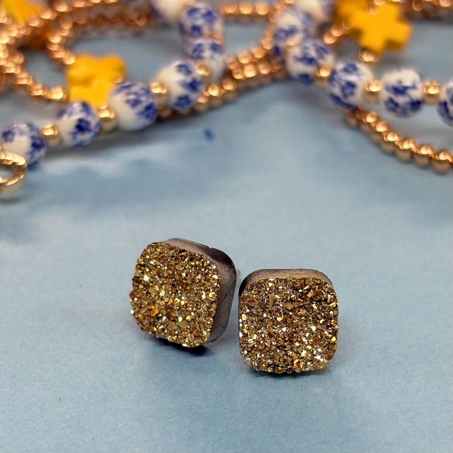 Gold Druzzy Stud Earrings - Doohickies