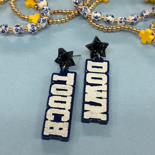 Navy Touchdown Earrings - Doohickies