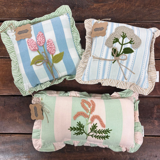 Embroidered Floral Pillows - Mud Pie
