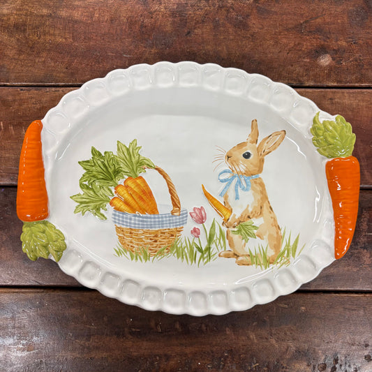 Easter Carrot Handle Platter - Mud Pie
