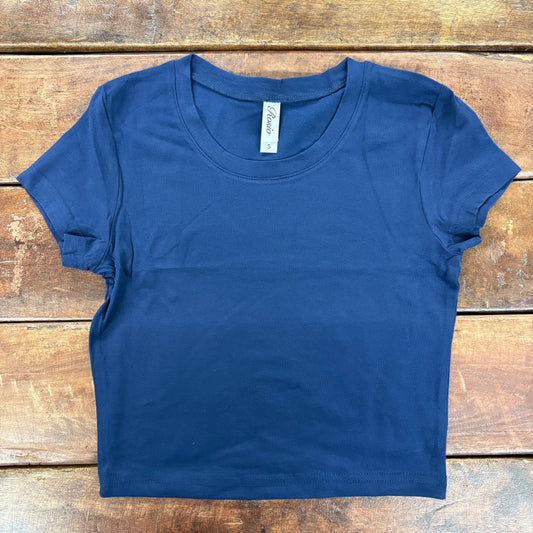 Navy Cropped Baby Tee - Vanilla Monkey