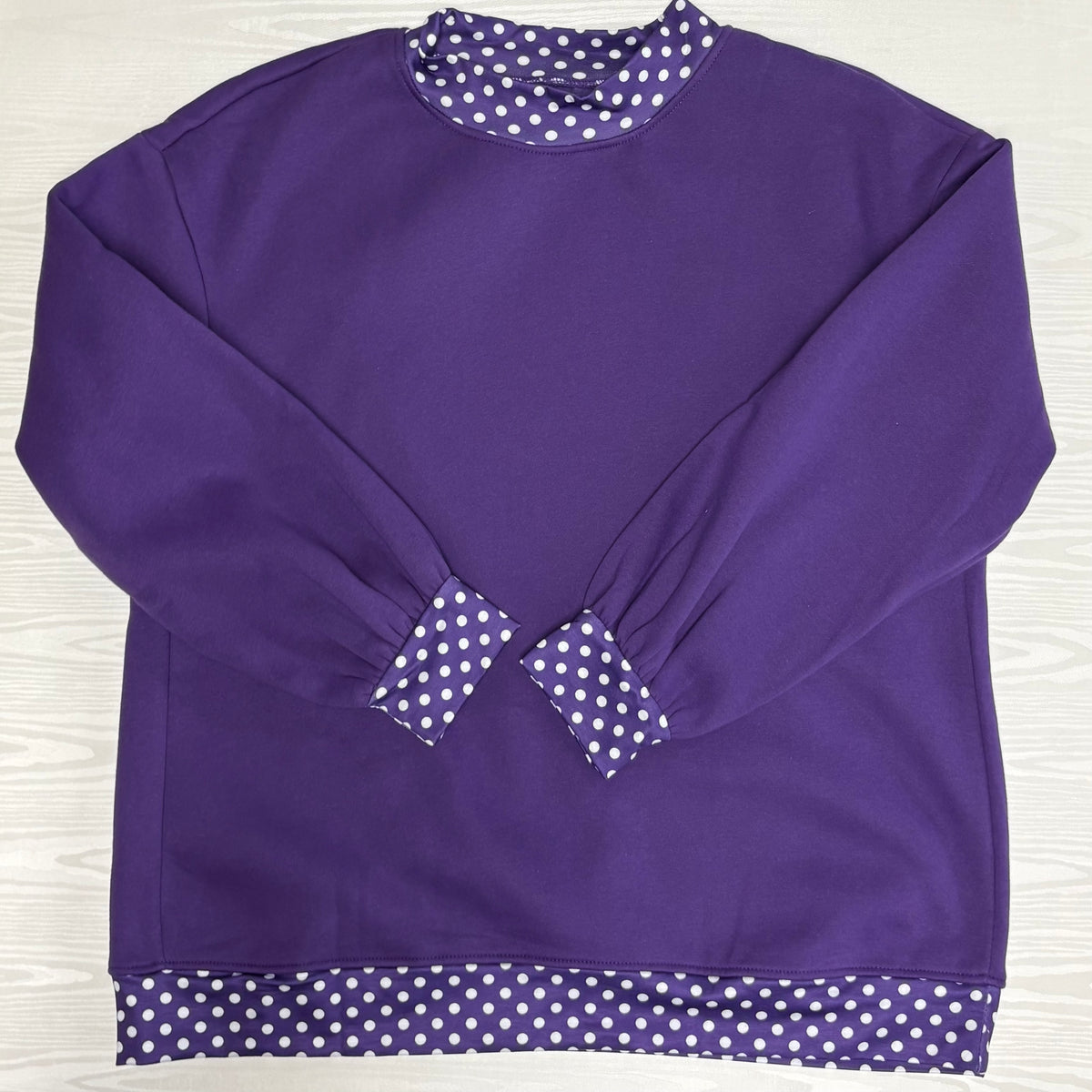 Purple Mock Neck Polka Dot Sweater - Aapparella