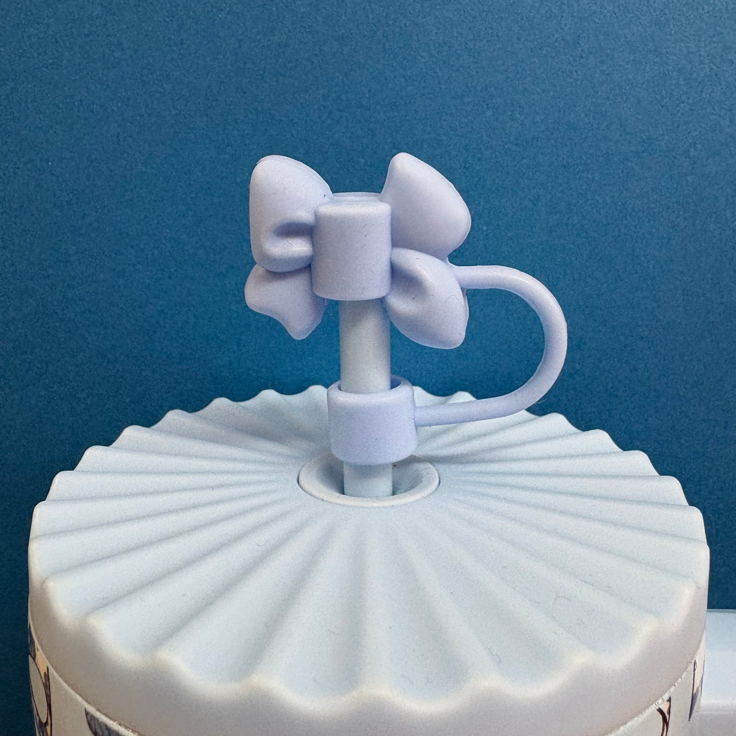 Straw Topper- Blue Bow