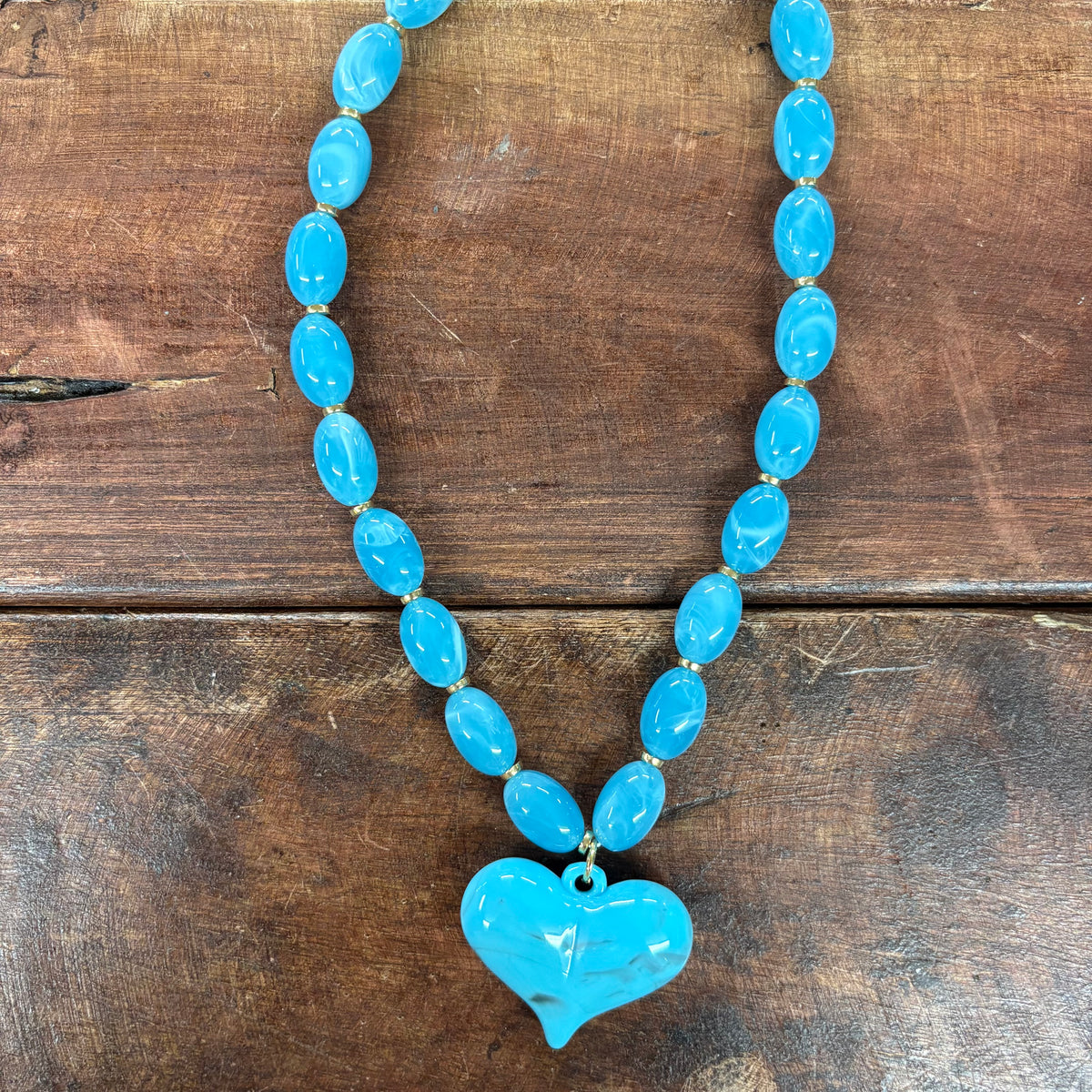 Roxie Turquoise Beaded Heart Necklace - Gemelli
