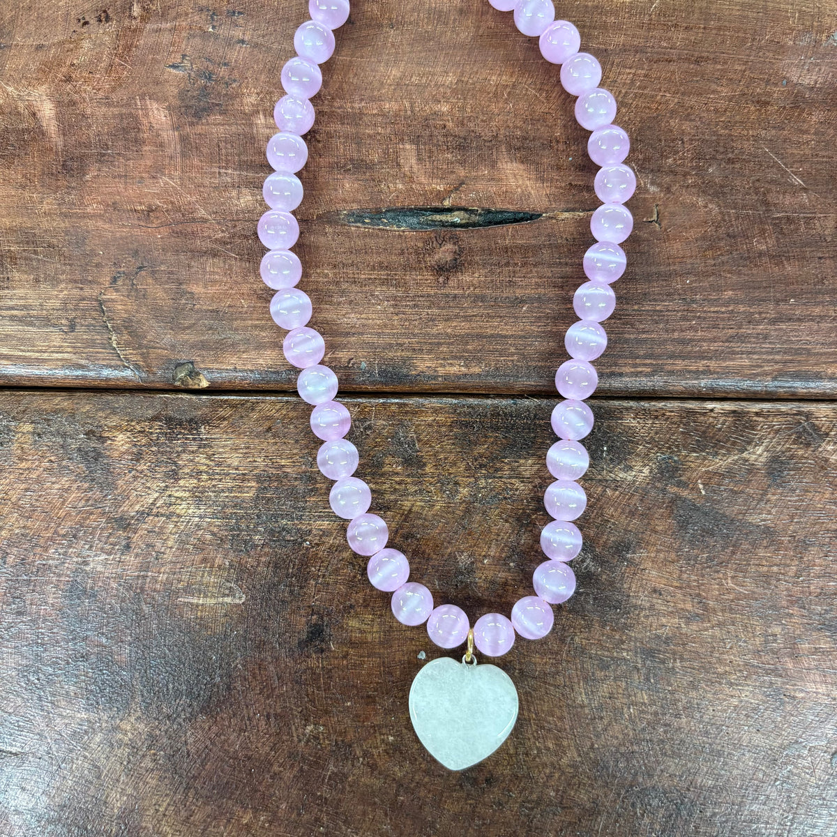 Nereyda Lilac Beaded Necklace With Heart Charm - Gemelli