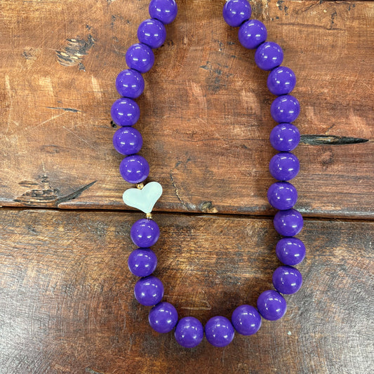 Purple Beaded Heart Necklace - H&A Art