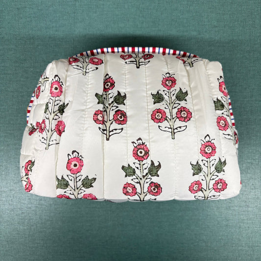 Mauve Floral Quilted Makeup Bag - PPTX