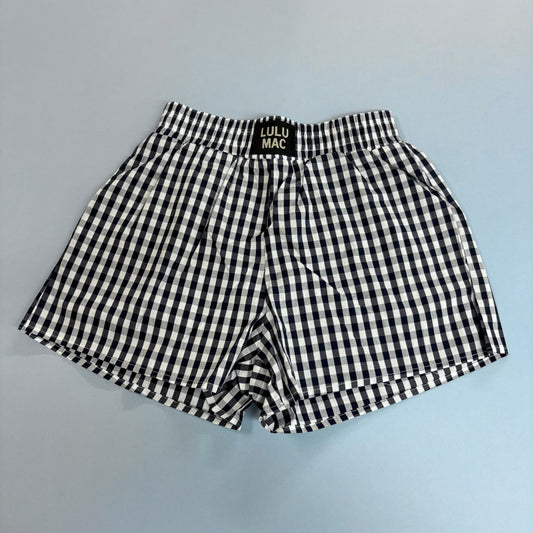 Navy Gingham Boxer Short - Girlie Girl