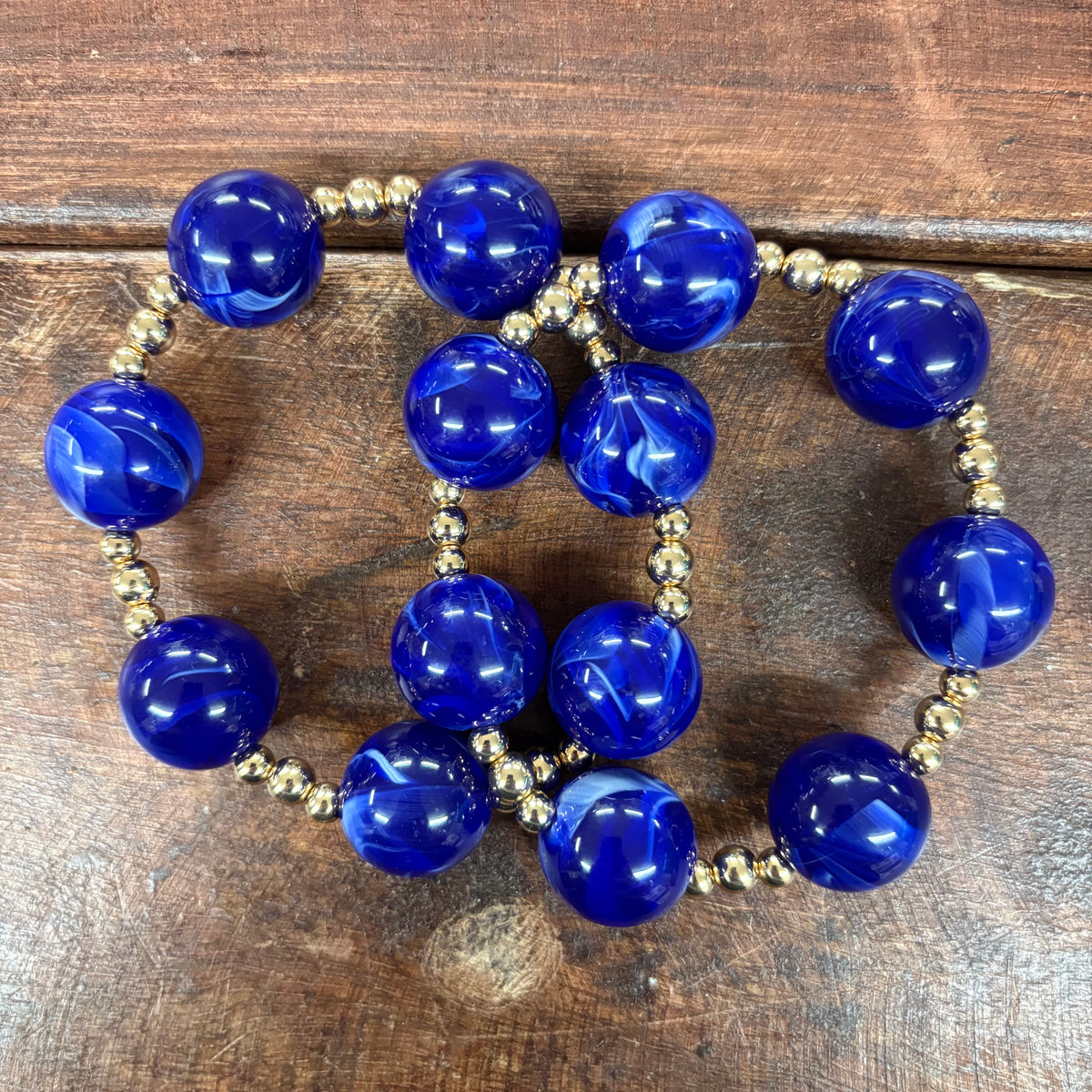 Set of 2 Blue and Gold Bracelets - What's Hot