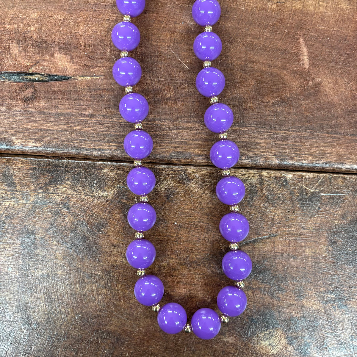 Purple and Gold Beaded Necklace - What's Hot