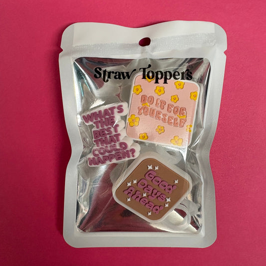 Uplifting Quotes Straw Toppers