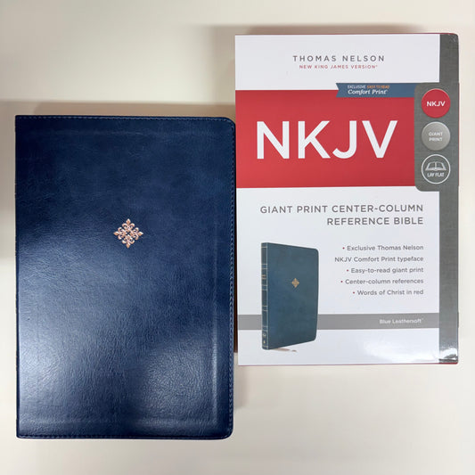 NKJV Reference Bible Giant Print - Navy - Harper Collins