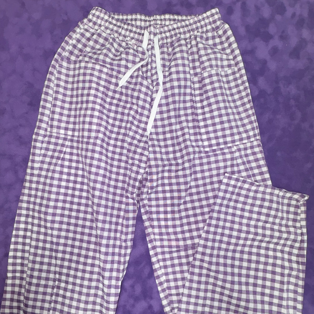 Purple Gingham Barrel Pants - Hiddenbrand