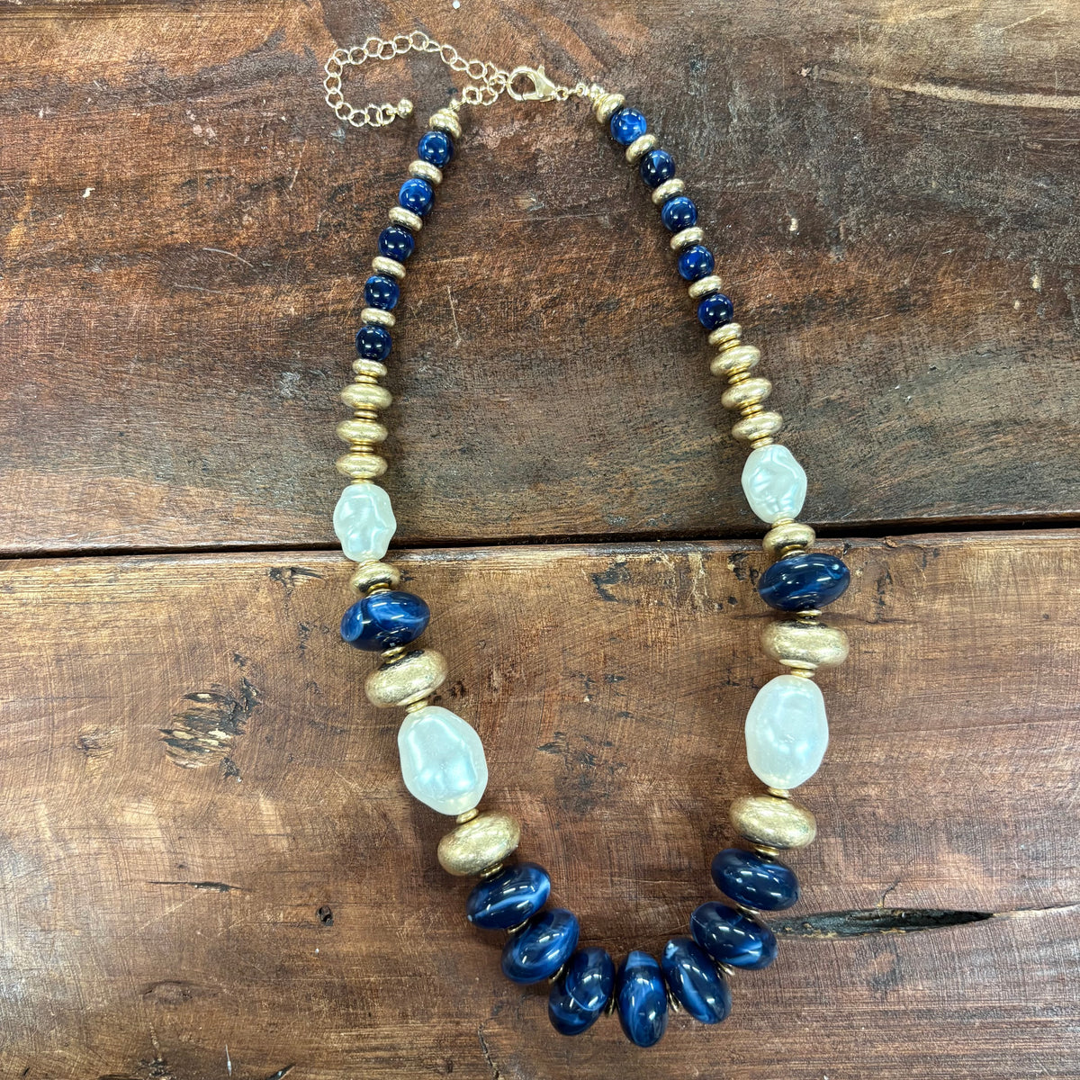 Abenger Navy Beaded Necklace - Caroline Hill