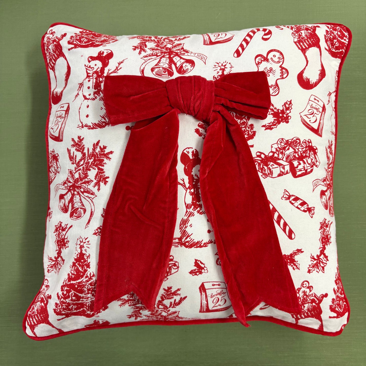 Bow Embellished Pillow - Mud Pie