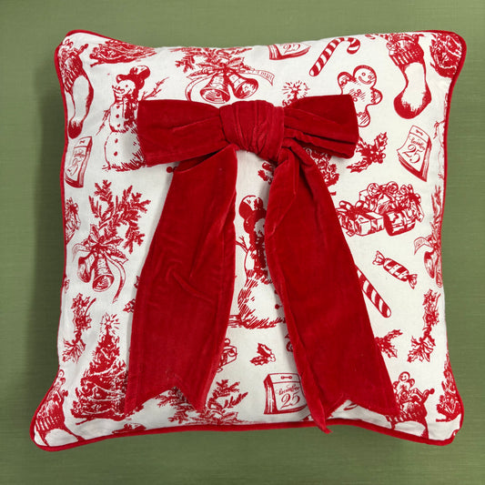 Bow Embellished Pillow - Mud Pie