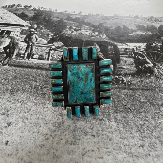Turquoise Rectangle Adjustable Ring - Boho Sol