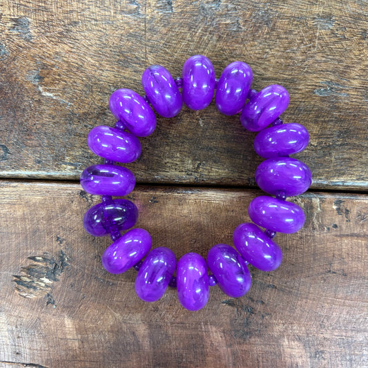 Purple Bora Chunky Stretch Bracelet - Gemelli