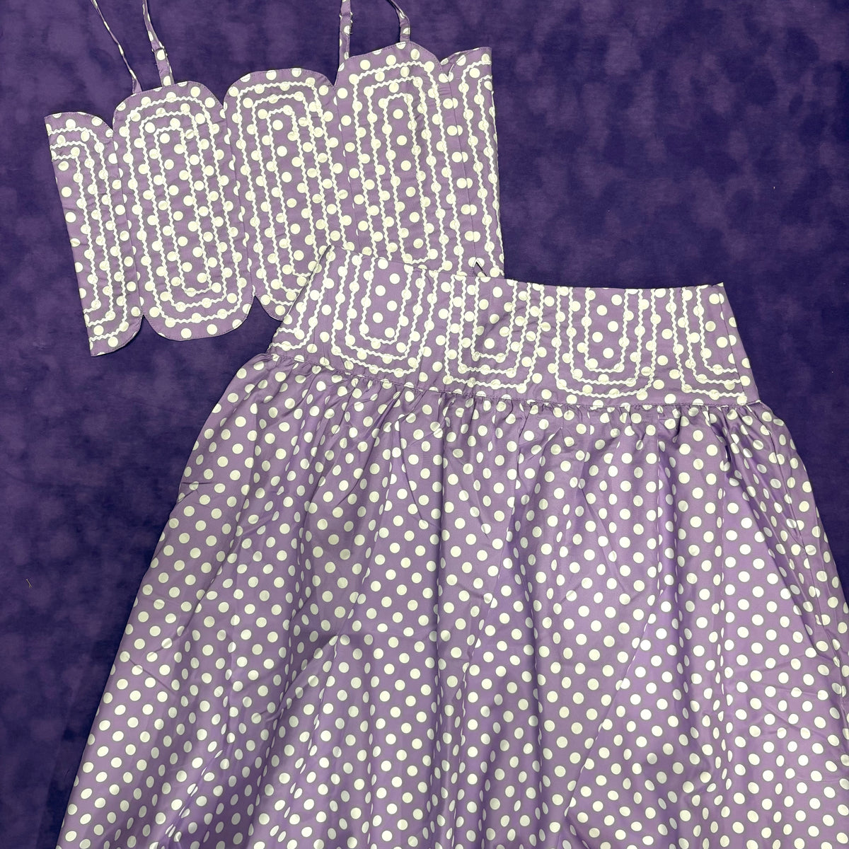 Trim Applique Polka Dot Set - Baby Pink