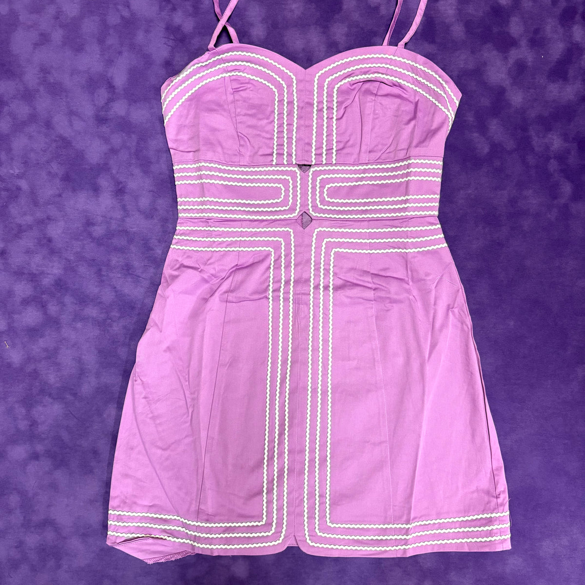 Purple Lace Trimmed Mini Dress - Baby Pink