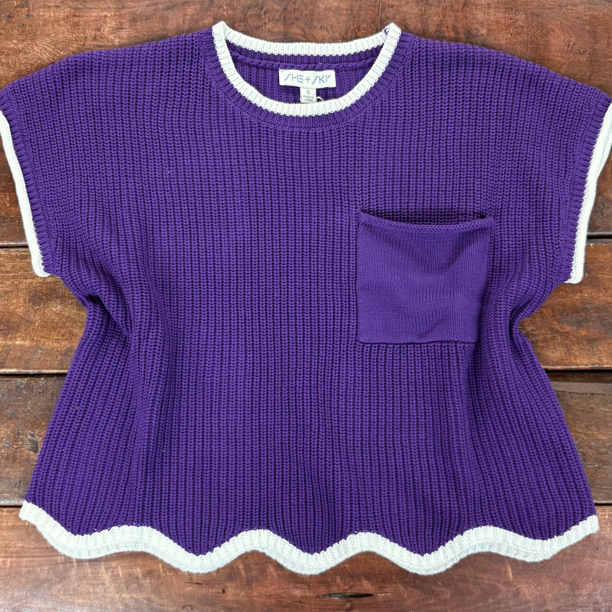 Purple Scallop Sweater - Vanilla Monkey